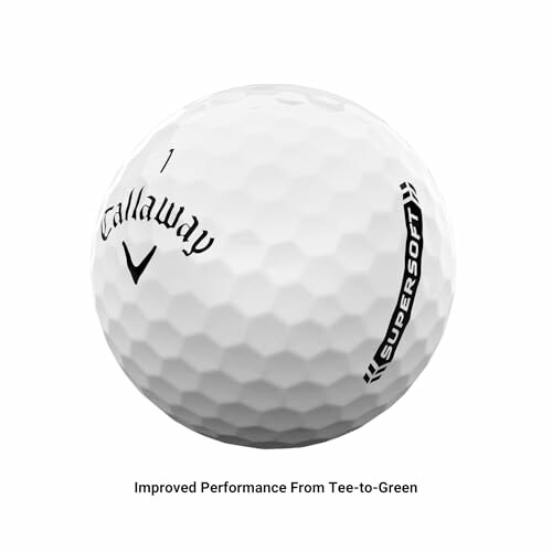 Callaway Supersoft golf ball with text 'Improved Performance From Tee-to-Green'.