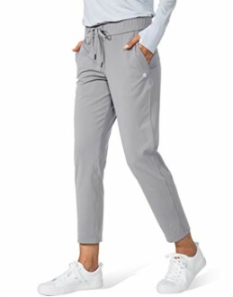 Gray jogger pants with drawstring and pockets.