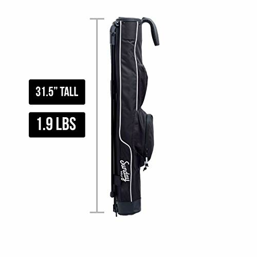 Black Sunday golf bag with 31.5 inches height and 1.9 lbs weight.